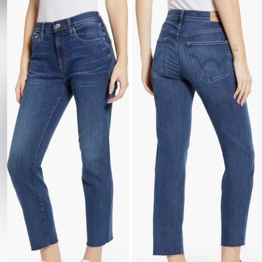 Edwin Denim Jeans 30 Raw Edge Hem Straight Leg Medium Rise Designer Comfort 30